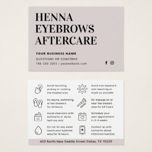 Alle Farbton Henna Brows Aftercare Card Ratschläge
