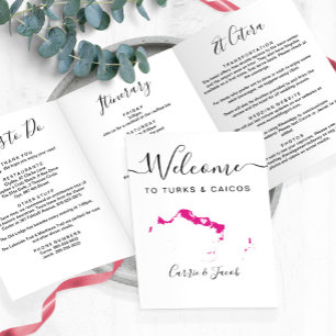 Alle Farbturks & Caicos Hochzeitstag Begrüßungsrei Dreifach-gefaltete Programmkarte