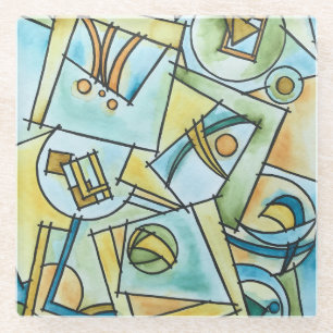 Alle Formen und Größen - Moderne geometrische Kuns Glasuntersetzer