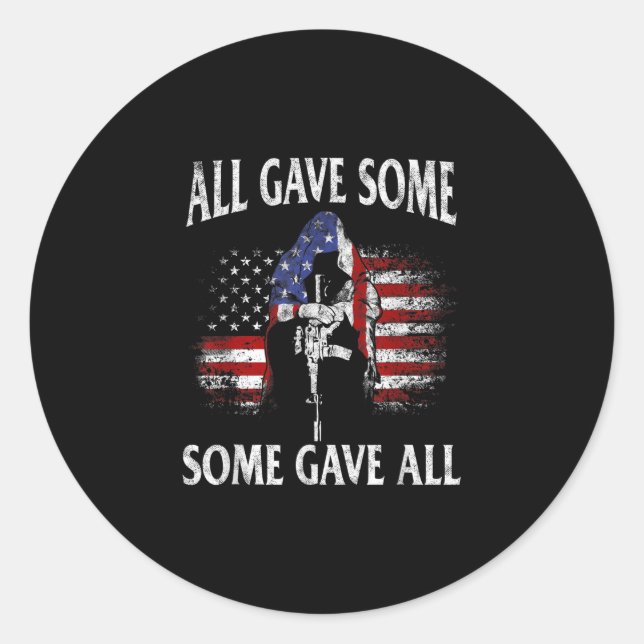 Alle gaben einige, die alle T-Shirt Veteran & Amp  Runder Aufkleber (Vorderseite)