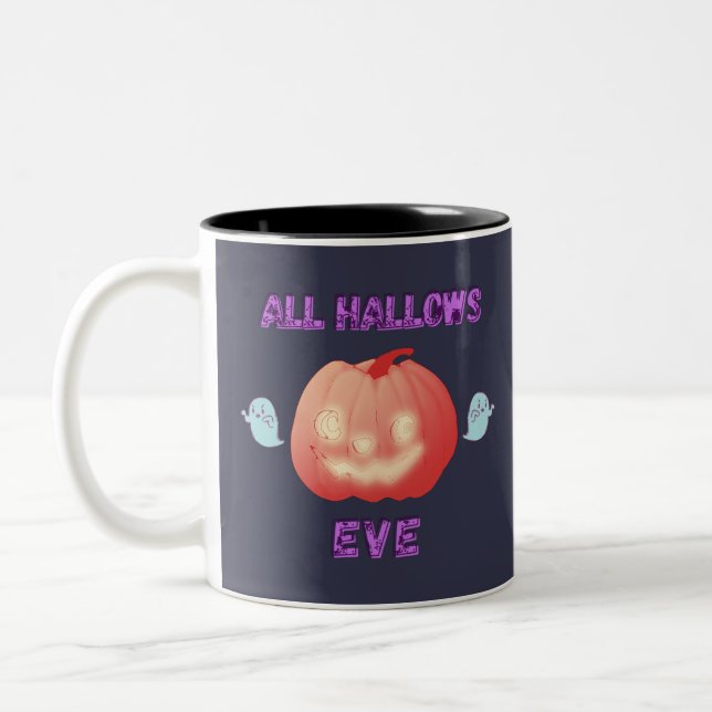 Alle Galgen Halloween Pumpkin und Geister Zweifarbige Tasse (Links)
