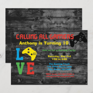 Alle Gamers anrufen Geburtstags-Party Einladung