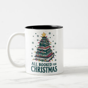 Alle gebucht für Weihnachten Geschenk für Libraria Zweifarbige Tasse