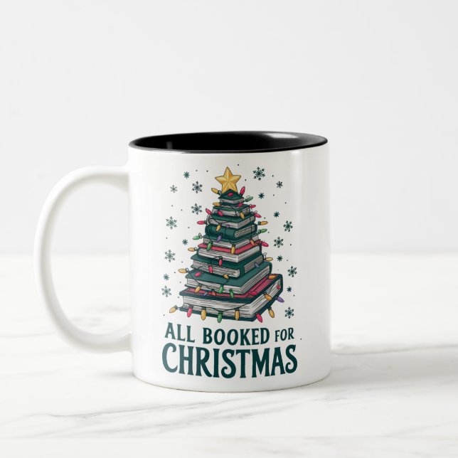 Alle gebucht für Weihnachten Geschenk für Libraria Zweifarbige Tasse (Links)
