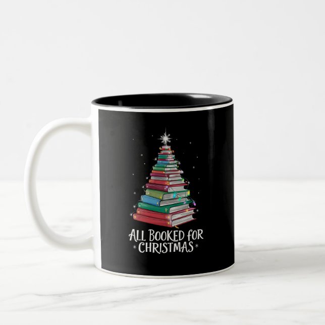 Alle gebucht für Weihnachten Librarian Xma Buchlie Zweifarbige Tasse (Links)