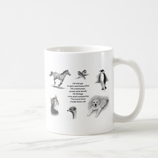Alle Geschöpfe groß und klein: Tiere: Schrift Kaffeetasse (Rechts)