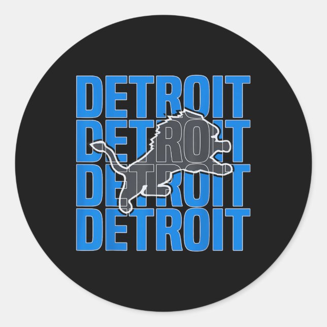 Alle Gitter - Detroit Coole Retro Löwe Detroit Runder Aufkleber (Vorderseite)