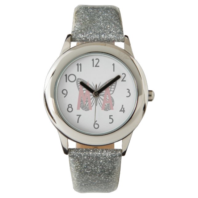 Alle Glitzer-Schmetterlingsbilder anzeigen Armbanduhr (Vorderseite)