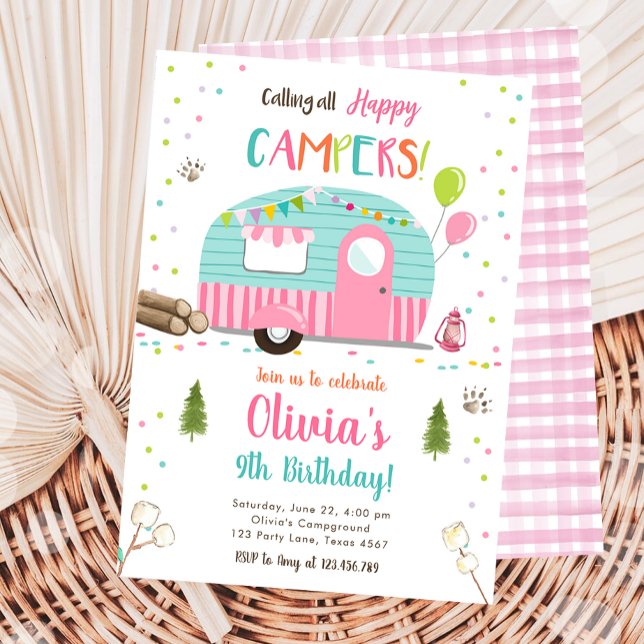 Alle glücklichen Campers Camping Girl Birthday ruf Einladung (Von Creator hochgeladen)