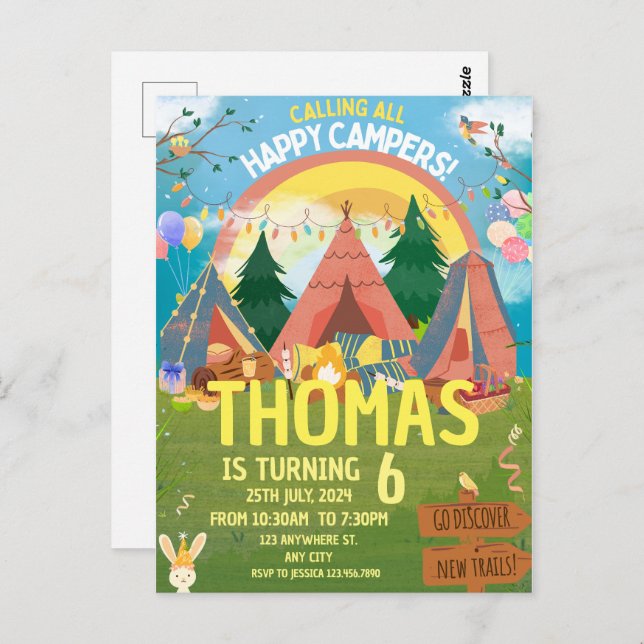 Alle glücklichen Campers-Camping rufen Postkarte (Vorne/Hinten)