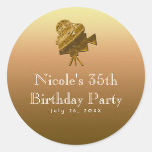 Alle Gold Cinema & Stars Hollywood Gastgeschenk Runder Aufkleber