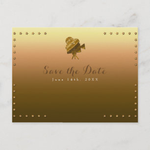 Alle Gold Cinema & Stars Hollywood Save the Date Ankündigungspostkarte
