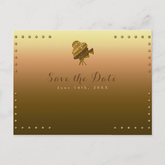 Alle Gold Cinema & Stars Hollywood Save the Date Ankündigungspostkarte