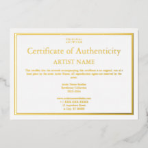 Alle Gold Foil Zertifikate für Authentizität Art