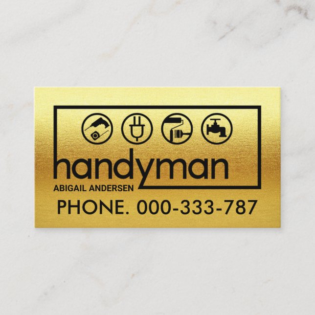Alle Gold Handyman-Beschriftungsrahmen Visitenkarte (Vorderseite)