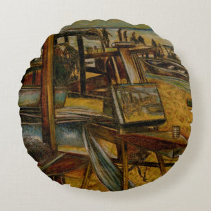 Alle großen Gemälde beginnen mit einem Pinselstric Rundes Kissen