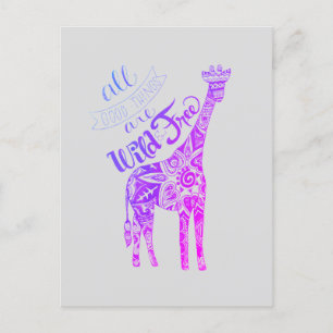 "Alle guten Dinge sind frei & frei" Giraffe Postka Postkarte