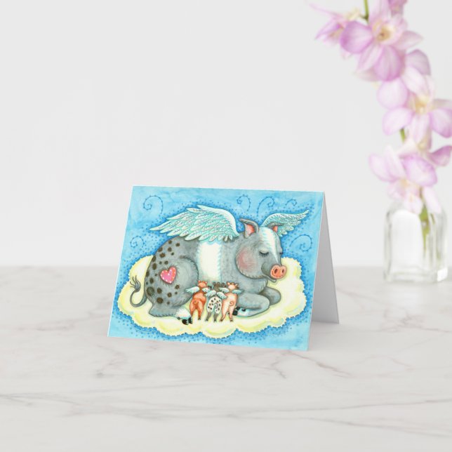 ALLE GUTEN PIGLETTEN GEHEN NACH HEIZEN, SCHWEINGEB KARTE (Orchidee)