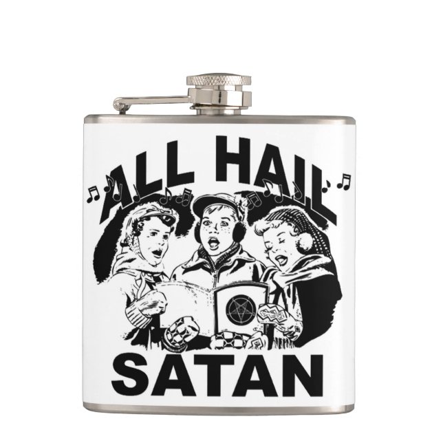 Alle hageln Satan Flasche Flachmann (Vorderseite)