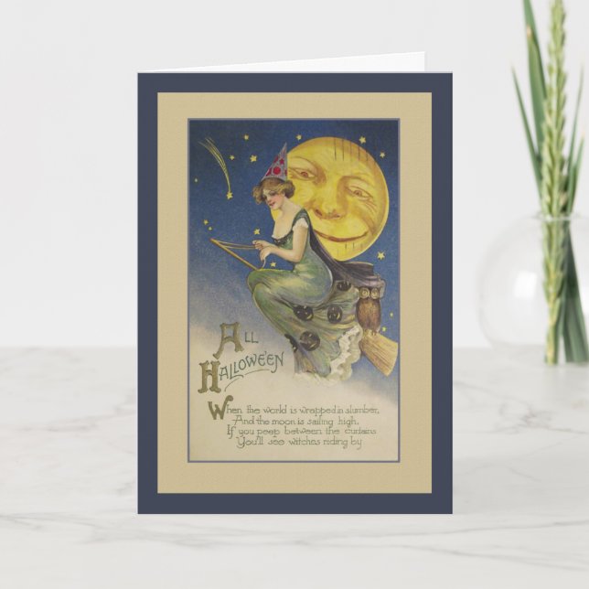 Alle Halloween Fliegenwitz Vollmond Grußkarte Karte (Vorderseite)