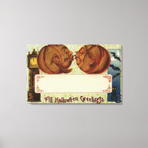 Alle Halloween GreetingsPumpkins Kissing Leinwanddruck