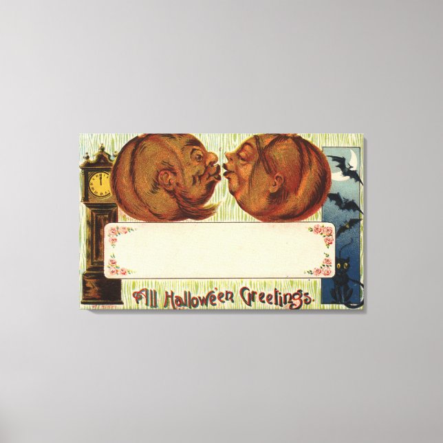 Alle Halloween GreetingsPumpkins Kissing Leinwanddruck (Vorderseite)