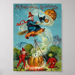 Alle Halloween-Grüße Vintage-Druck Poster