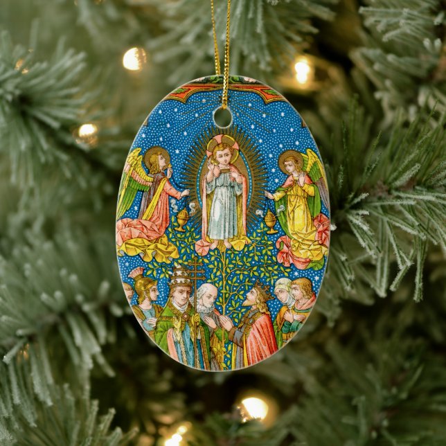 Alle Heiligen lieben dich (VVP OO2) mit Text Oval Keramik Ornament (Baum)