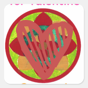 Alle Herzen gehen Zuhause für Valentiner Kunstdruc Quadratischer Aufkleber