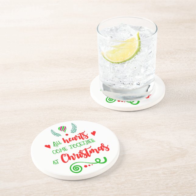 Alle Herzen kommen am Weihnachtsfeiertag zusammen, Getränkeuntersetzer (Seite)