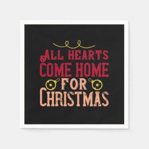 Alle Herzen kommen zu Weihnachten Zuhause Serviette