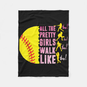 Alle Hübschen Mädchen laufen wie dieser Softball-P Fleecedecke