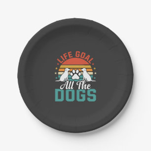 Alle Hunde Retro Hundeliebhaber Pappteller