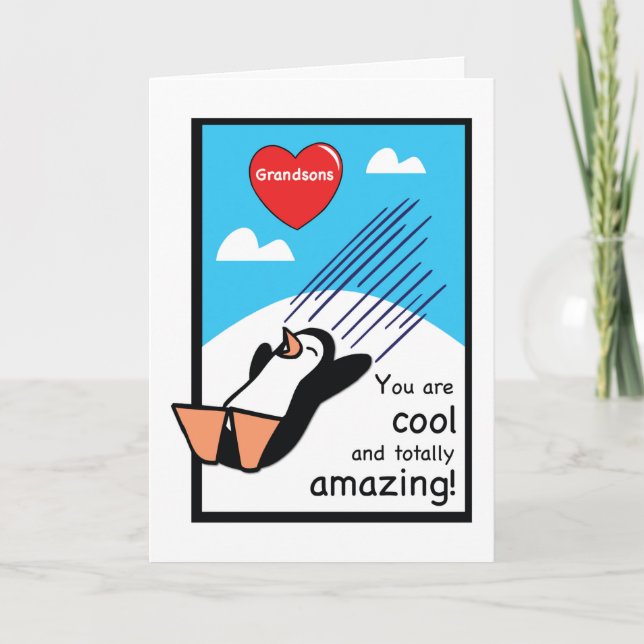 Alle Ihre Enkel Cool Valentine Penguin Karte (Vorderseite)