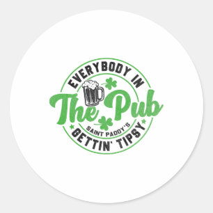 Alle im Pub werden lustig am St. Patrickstag lusti Runder Aufkleber