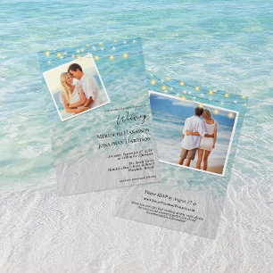 Alle in einem Foto Strand Sandstrand & Lights Einladung