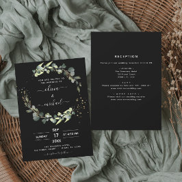 Alle in einer Eukalyptus Black Rustic Wedding Einladung