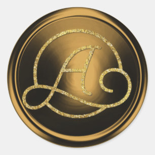 ALLE INITIALEN Gold Kreis Monogramm Bronze Runder Aufkleber
