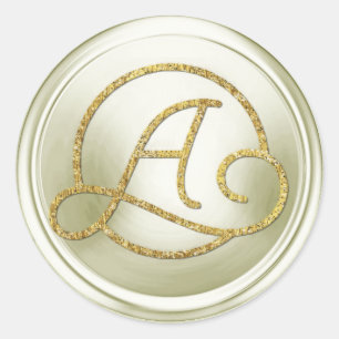 ALLE INITIALEN Gold Kreis Monogramm Off White Runder Aufkleber
