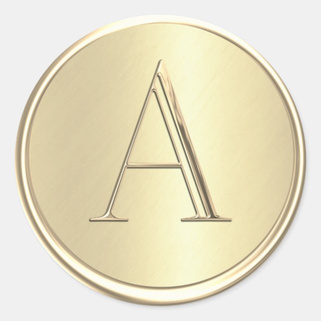 ALLE INITIALEN Gold Monogram Runder Aufkleber (Vorderseite)