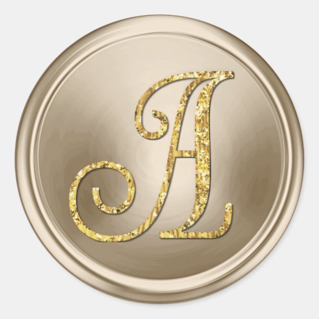 ALLE INITIALEN Gold Monogramm 3 Champagner Runder Aufkleber (Vorderseite)