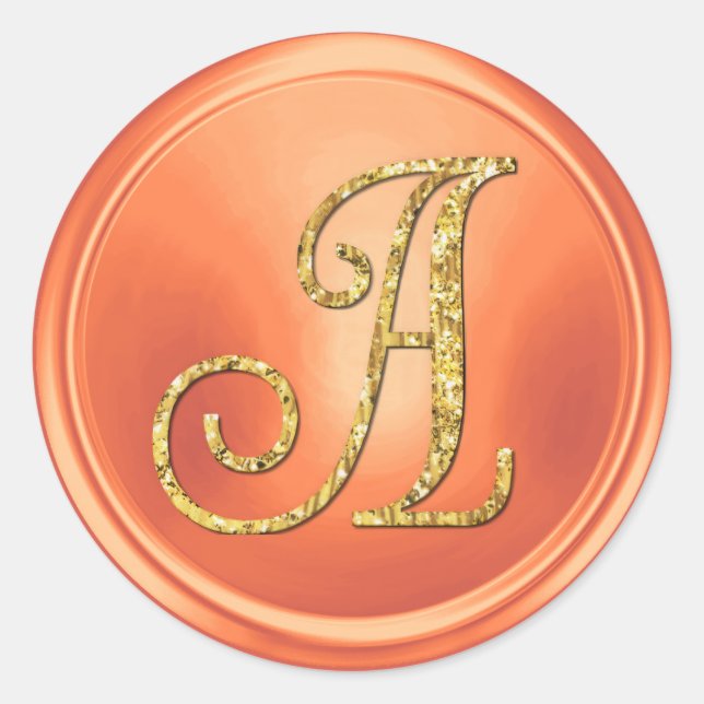 ALLE INITIALEN Gold Monogramm 3 Kupfer Runder Aufkleber (Vorderseite)