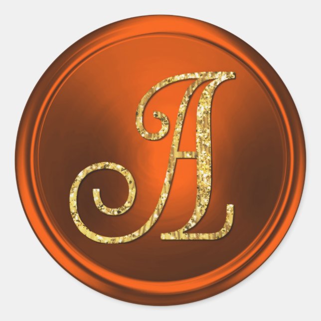 ALLE INITIALEN Gold Monogramm 3 Kürbis Rost Runder Aufkleber (Vorderseite)