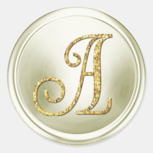 ALLE INITIALEN Gold Monogramm 3 Off White Runder Aufkleber