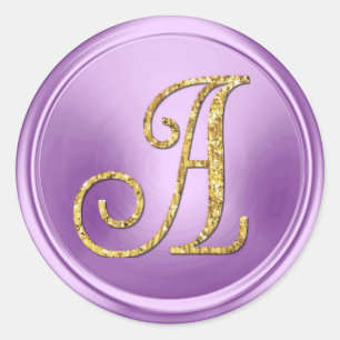 ALLE INITIALEN Gold Monogramm 3 Orchidee Lila Runder Aufkleber