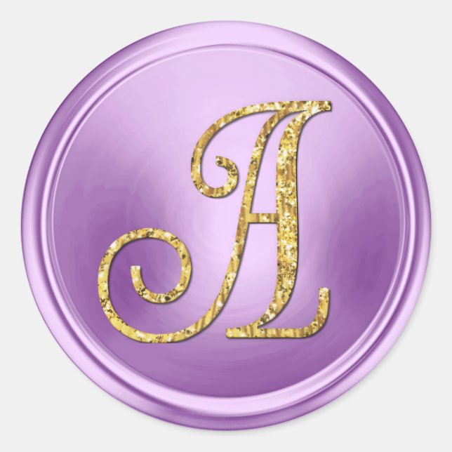 ALLE INITIALEN Gold Monogramm 3 Orchidee Lila Runder Aufkleber (Vorderseite)