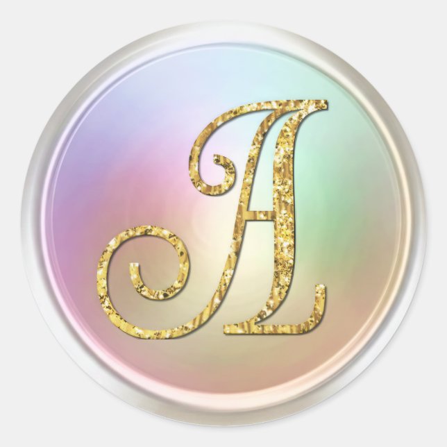 ALLE INITIALEN Gold Monogramm 3 Perlmutter Runder Aufkleber (Vorderseite)
