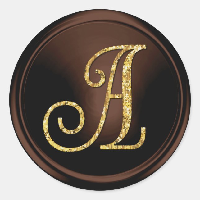 ALLE INITIALEN Gold Monogramm 3 Schokolade Runder Aufkleber (Vorderseite)