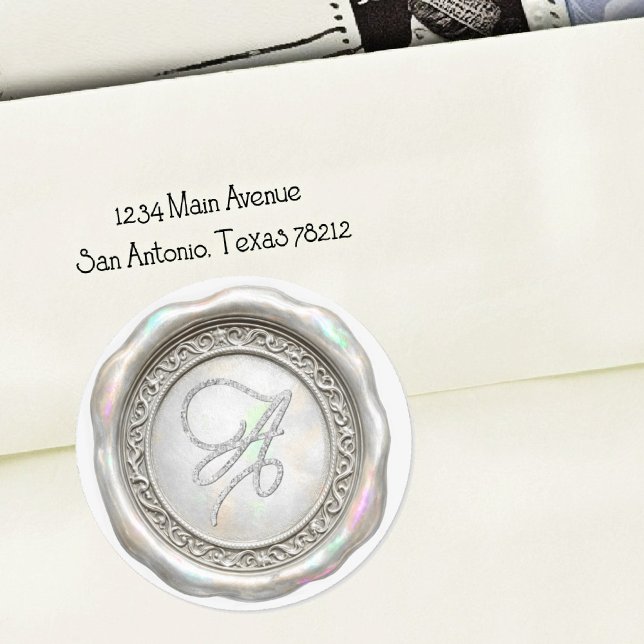 ALLE INITIALEN Gold Monogramm Irisierendes Silber Runder Aufkleber (Von Creator hochgeladen)