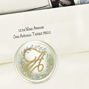 ALLE INITIALEN Gold Schrift Monogramm Off White Kr Runder Aufkleber